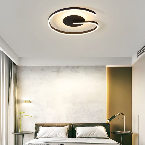 White/Black Open Ring Circle Ceiling Lamp LED Bedroom Flush Mounted Ceiling Light - Image 3