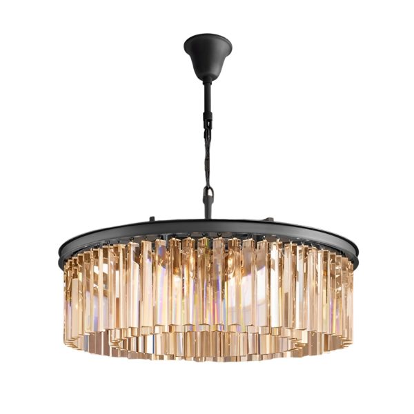Round Metal Crystal Strip Retro American Style Chandelier Pendant Lamp - Image 10