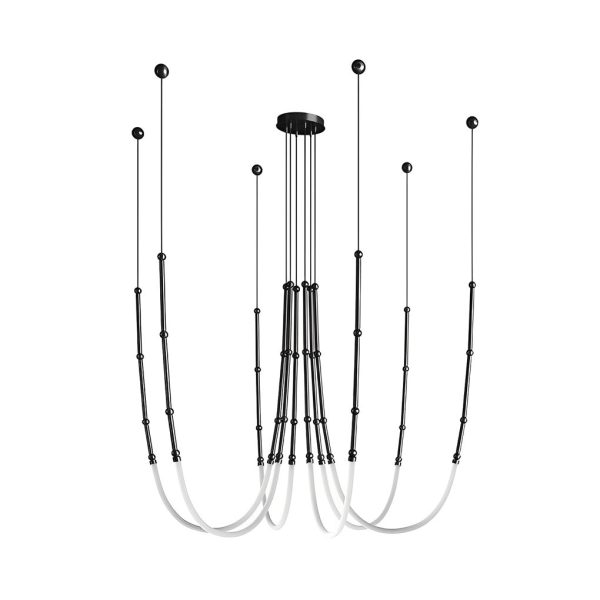 Adjustable Minimalist Line Bamboo Knots Modern Staircase Chandelier - Image 7