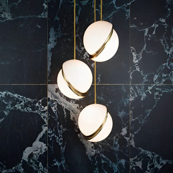 Round Creative Electroplated Iron Acrylic White Nordic Pendant Lights - Image 3