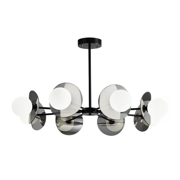 Round Electroplated Glass Piece Copper Black Modern Chandeliers Light - Image 9