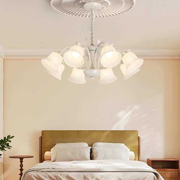 8 Heads Pastoral White Flowers 3 Step Dimming French Style Chandelier - Image 2