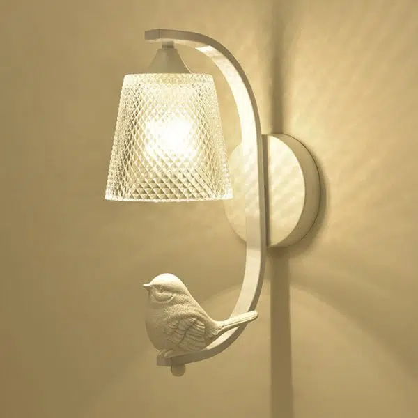 Modern Simple Glass Shade with Resin Bird 1-Light Wall Sconce Lamp - Image 14