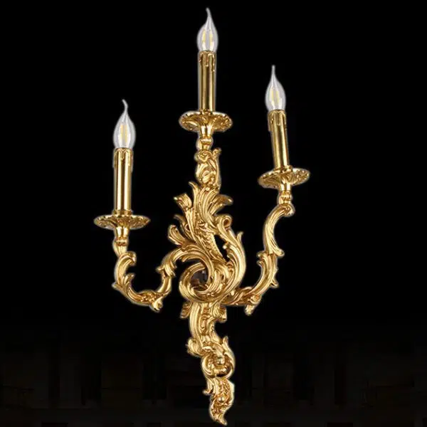 French Vintage Brass Candle 2/3 Light Wall Sconce Lamp - Image 16