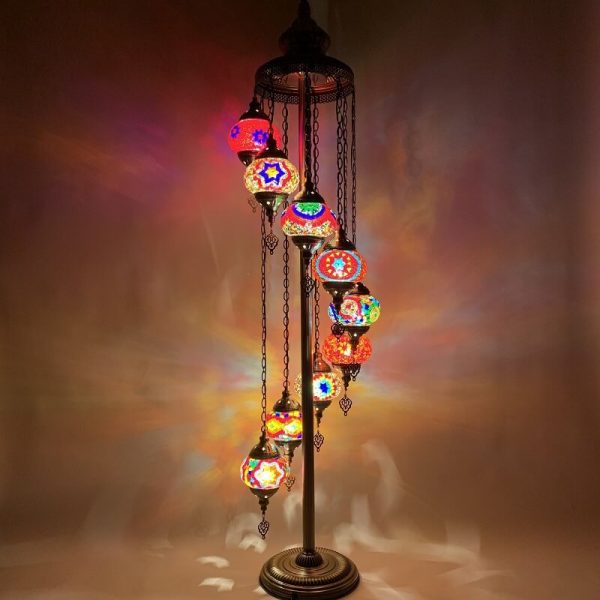Retro Turkish Moroccan Globe 9-Light Standing Floor Lamp - Image 5