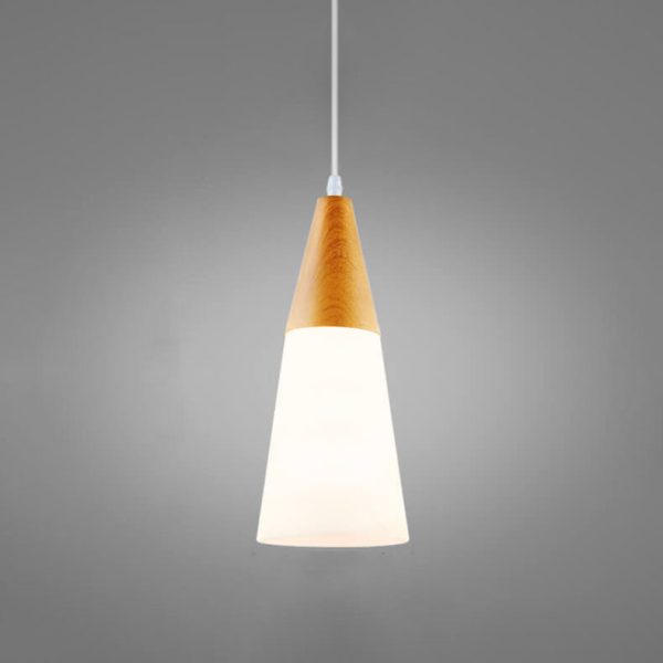 Nordic Wood Grain Glass Cone Shaped 1-Light Pendant Light - Image 11