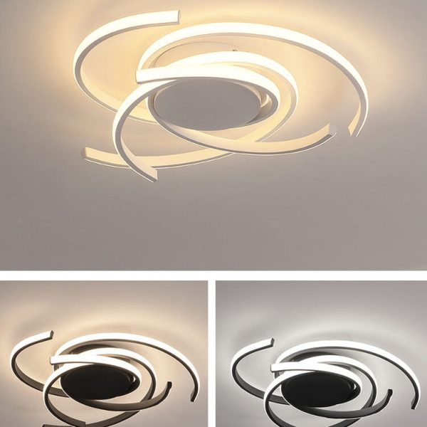 Minimalist Creative Circle Strip Aluminum Semi-Flush Mount Ceiling Light - Image 14