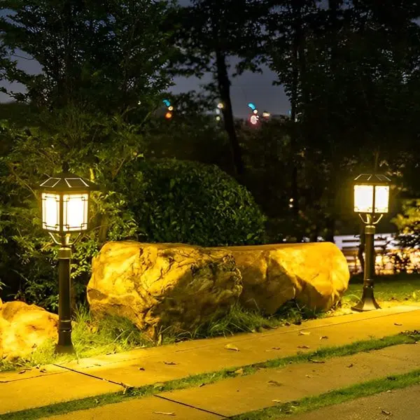 Ancient House Style Solar LED Post Light with 3-Step Dimming Durable Outdoor Lamp - Image 2