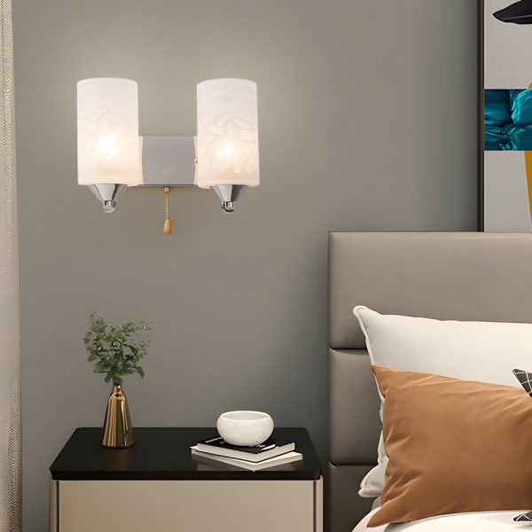 Elegant Cylindrical Double-Headed Glass Wall Sconce - Image 2
