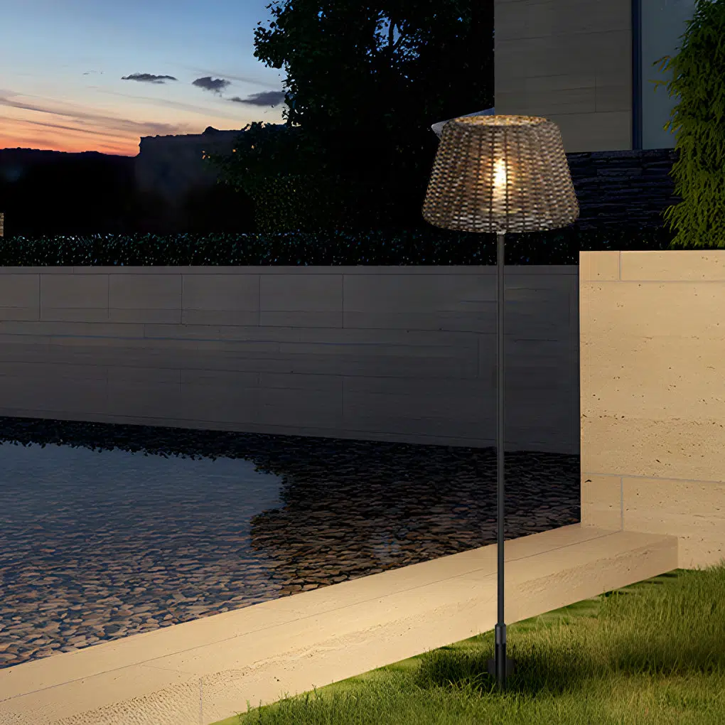 3-37173fe4-1d2f-456e-a443-6bbb270efb91.jpg Rattan Shade LED Ralph Outdoor Floor Lamp with Stake, 45.27 In.H - Image 1