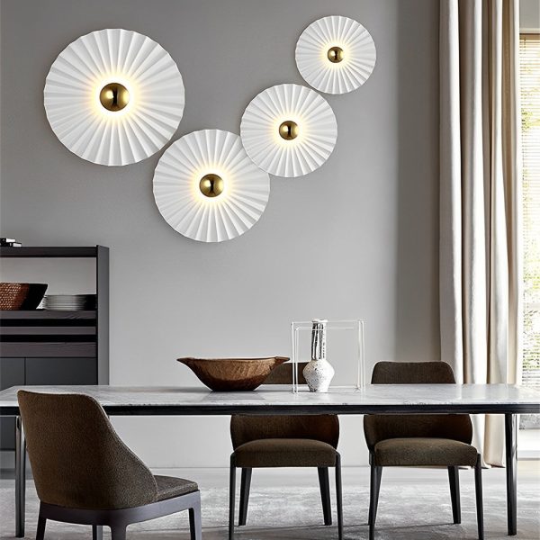 Lotus Leaf Round Pleated LED Creative White Modern Wall Lights Fixture - Image 3