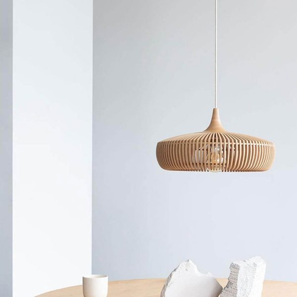 Nordic Vintage Wooden Round Dome Lid  1-Light Pendant Light - Image 12