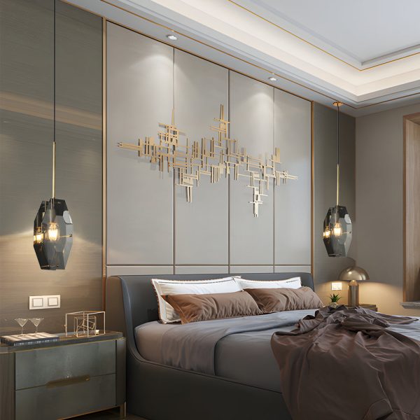 Copper Light Luxury Crystal Smoke Gray Post-Modern Pendant Lights Fixture - Image 2