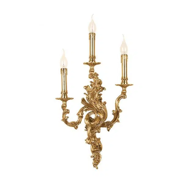 French Vintage Brass Candle 2/3 Light Wall Sconce Lamp - Image 14