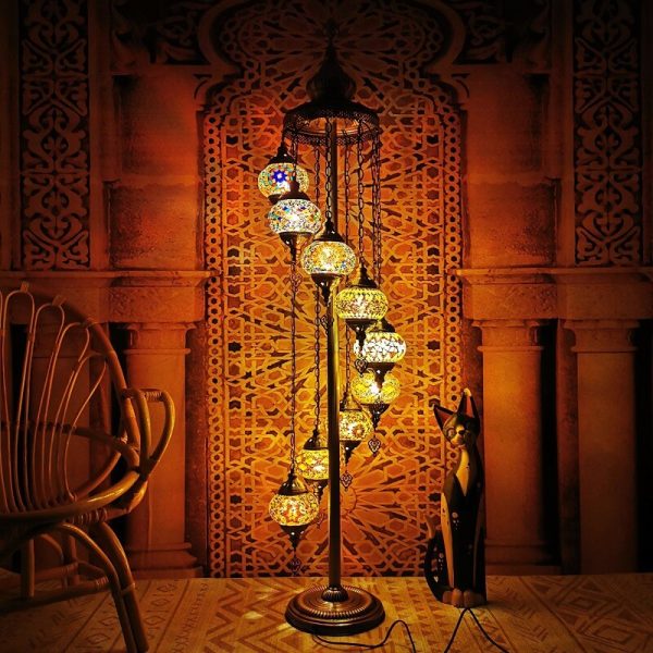 Retro Turkish Moroccan Globe 9-Light Standing Floor Lamp - Image 6