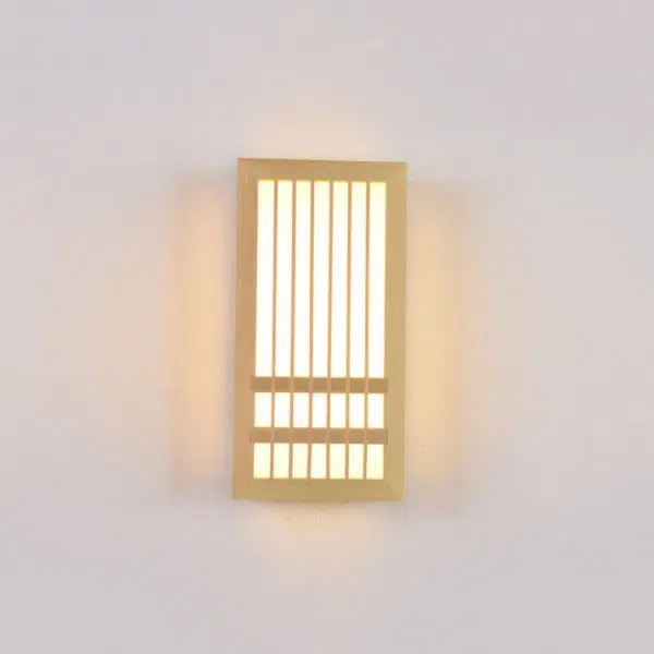Simple Solid Wood Rectangular 1-Light Japanese Wall Sconce Lamp - Image 13