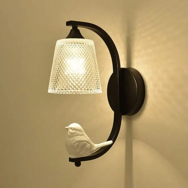 Modern Simple Glass Shade with Resin Bird 1-Light Wall Sconce Lamp - Image 15