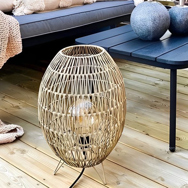 Spaceship Lighting Handmade Rattan Oval Cage Waterproof Outdoor Floor Lamp - Image 2