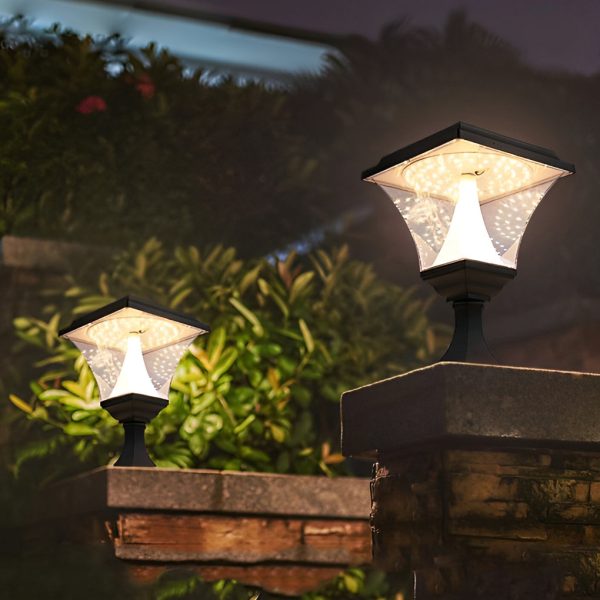 Creative Square LED Waterproof Black Retro Solar Fence Post Lights - Image 3