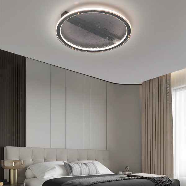 Black Glass LED Flush Mount Ceiling Light - Image 4