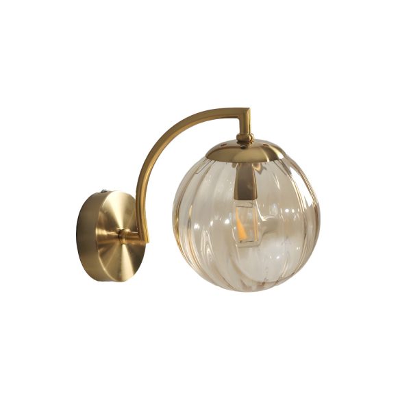 1-Light Curved Arm Wall Sconce with Ball Rib Glass Ball Shade - Image 9