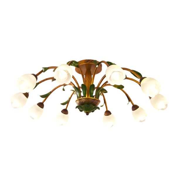 Pastoral Creative Flowers 3 Step Dimming American Style Ceiling Light Fixture - Image 12