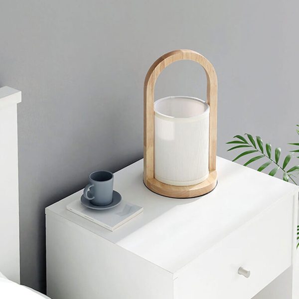 Nordic Fabric Column Solid Wood Portable Design 1-Light Table Lamp - Image 9