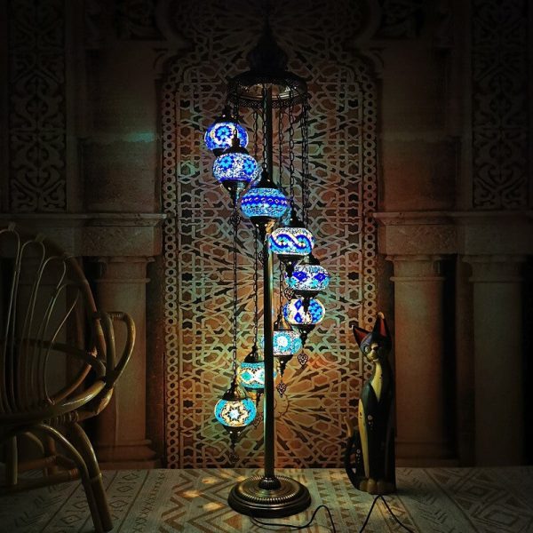 Retro Turkish Moroccan Globe 9-Light Standing Floor Lamp - Image 27