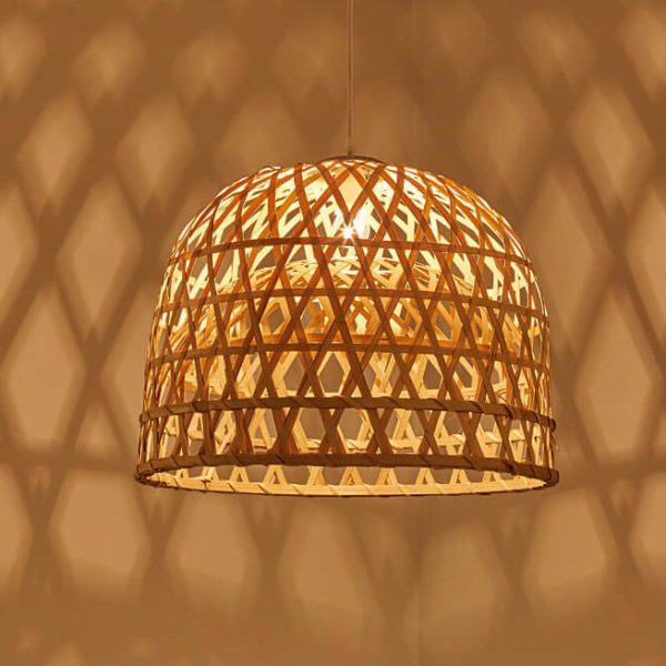 Modern Bamboo Weaving Dome Shape 1-Light Pendant Light - Image 10