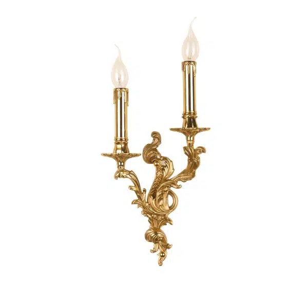 French Vintage Brass Candle 2/3 Light Wall Sconce Lamp - Image 15