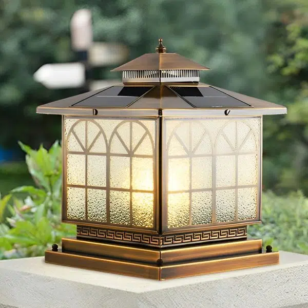 Classical Waterproof LED 3 Step Dimming Bronze Solar Post Caps Lights - Image 3