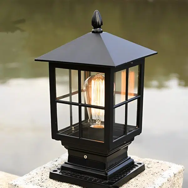 Traditional Square Waterproof LED Black Classic Solar Post Caps Lights - Image 3