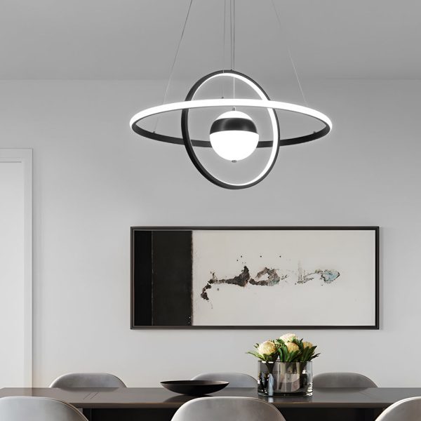 Circular Rings Planet 3 Step Dimming Simple Modern Dining Room Chandelier - Image 2