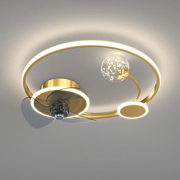 Modern Creative Circle Ball Design LED Flush Mount Ceiling Fan Light - Image 2