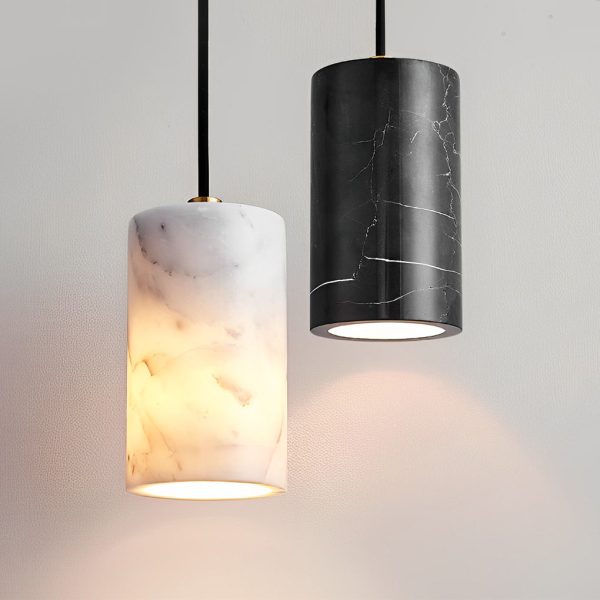 Minimalist Cylindrical Marmoreal 3 Step Dimming Nordic Pendant Lights - Image 5