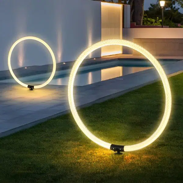 Sleek Ring LED Lawn Lamp Modern Waterproof Solar Landscape Lighting - Image 2