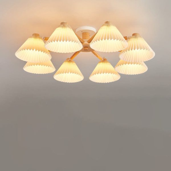 Nordic Wood Pleated Shade 3/6/8 Light Semi-Flush Mount Ceiling Light - Image 6