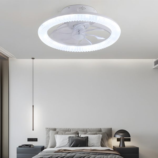Round Dimmable with Remote Control RGB White Modern Ceiling Fan and Light - Image 3