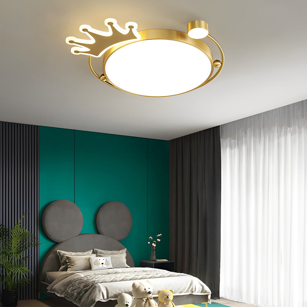 3-69e79b4b-47d3-4cff-9d7f-301580a04df6.jpg Round Cartoon Crowns Three Step Dimming Copper Modern Ceiling Light Fixture - Image 1