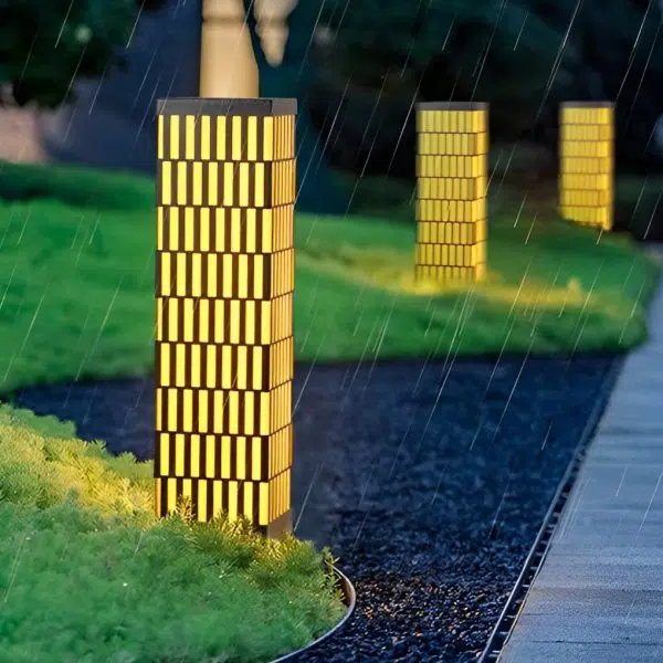 Retro Grid Designed Waterproof LED Black Modern Lawn Lamp Outdoor Lighting - Image 5