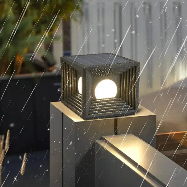 Waterproof Square Creative LED Black Modern Solar Fence Post Lights - Image 3