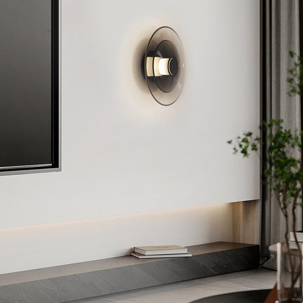 Double Layer Round Glass Electroplated Metal LED Nordic Wall Lights - Image 2
