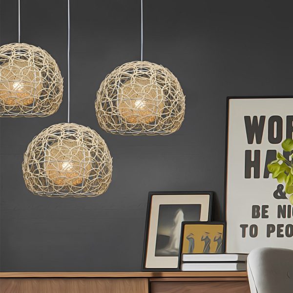Round Double Layer Rattan Creative Ball Modern Chandelier Pendant Light - Image 3