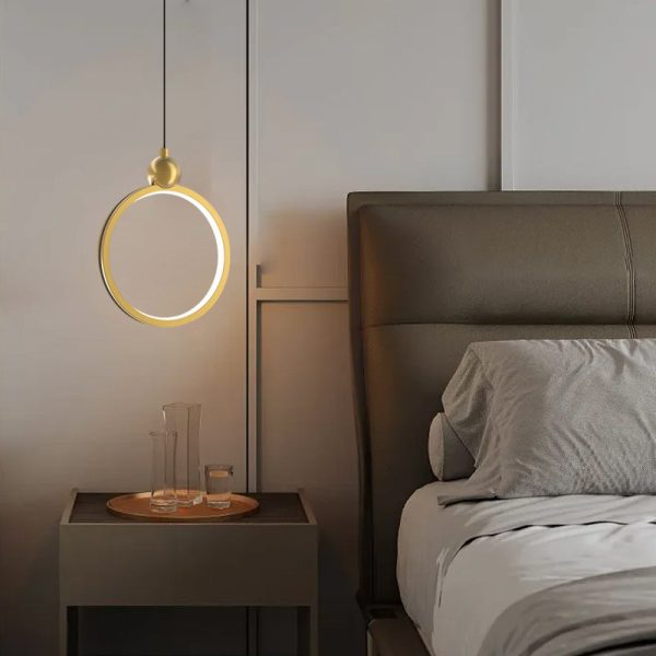 Minimalist Ring 3 Step Dimming LED Aluminum Leather Modern Pendant Lights - Image 3