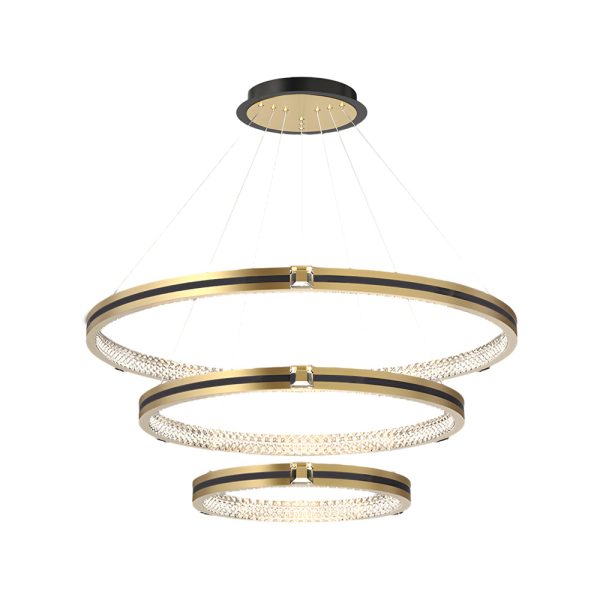 Simple Circles Rings Three Step Dimming Brushed Gold Modern Chandelier - Image 14