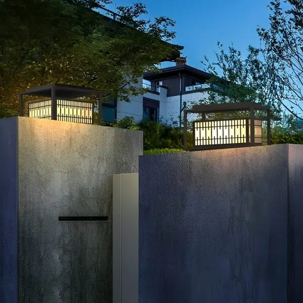 Square Vintage Design LED Waterproof Traditional Outdoor Pillar Lights - Image 3