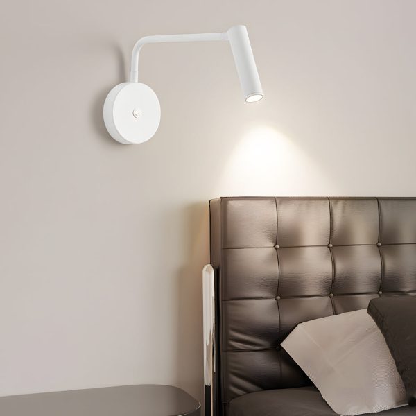 Black/White Tube LED Swing Arm Wall Light Adjustable Wall-Mounted Spotlight Bedroom Sconce Lamp - Image 3