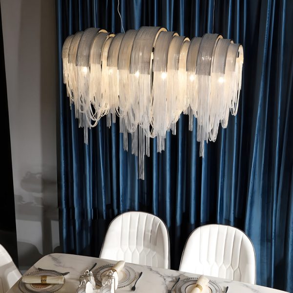 Waves Aluminum Tassel Chain 3 Step Dimming Artistic Nordic Chandelier - Image 3