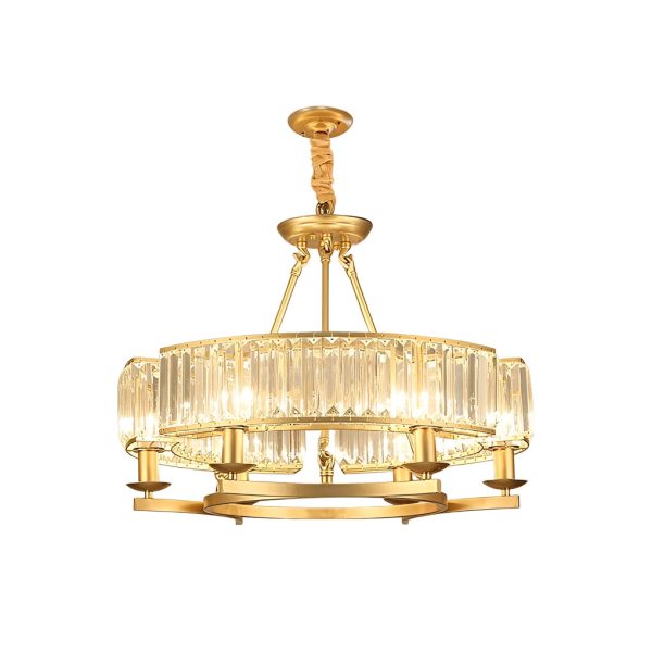 Round Metal Three Step Dimming Modern Rustic Crystal Chandelier Light - Image 8