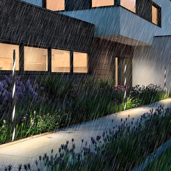 Unique Minimalist LED Waterproof Black Solar Powered Lawn Lights Path Lamp - Image 6